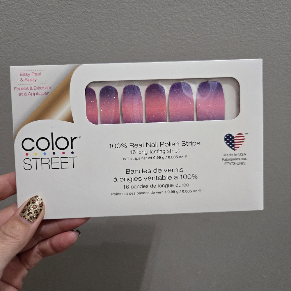 Color Street glitter designs and nail art nail strips.